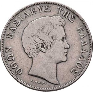Řecko, Otto I., 1832 - 1862, 5 Drachma 1833 bz, Paříž, KM.20 (Ag900), 21.935g,