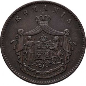 Rumunsko, Karel I. - jako kníže, 1866 - 1881, 10 Bani 1867, Heaton, KM.4.1 (Cu), 10.155g, nep.hr.,