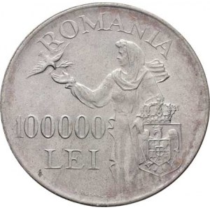Rumunsko, Michal, 1940 - 1947, 100.000 Lei 1946, KM.71 (Ag700), 24.993g, nep.hr.,