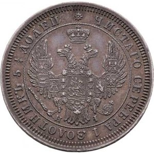 Rusko, Mikuláš I., 1825 - 1855, 25 Kopějka 1853 SPB-NI, Petrohrad, Cr.166.1 (Ag858),