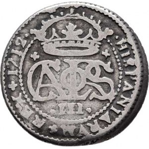 Španělsko, Karel Rakouský, 1703 - 1711, 2 Real 1712, Barcelona, KM.PT5, 4.311g, mírně exc.,