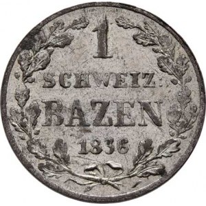 Švýcarsko - kanton Graubunden, Batzen 1836, KM.11 (bilon), 2.695g, nedor., skvrny,