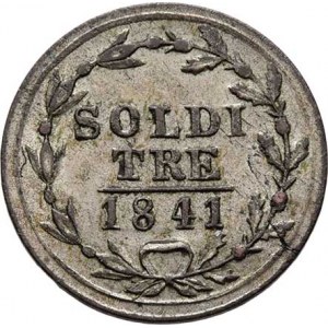 Švýcarsko - kanton Ticino, 3 Soldi 1841, KM.2 (bilon), 1.951g, nep.nedor.,