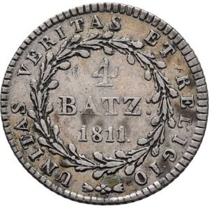Švýcarsko - kanton Uri, 4 Batzen 1811, KM.44 (Ag, pouze 3.510g), 3.455g,