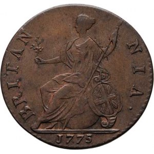 Velká Británie, George III., 1760 - 1820, 1/2 Penny 1775, Londýn, SCBC.3774, KM.601 (Cu),