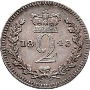 Velká Británie, Victoria, 1837 - 1901, 2 Pence 1843 - typ Maundy sets, Londýn, SCBC.3919,