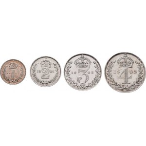 Velká Británie, Edward VII., 1901 - 1910, Maundy set - 4,3,2 a 1 Pence, vše 1905, SCBC.3985,