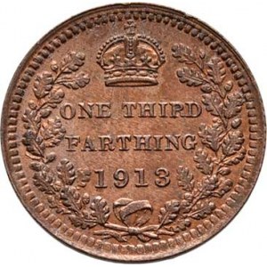 Velká Británie, George V., 1910 - 1936, 1/3 Farthingu 1913, Londýn, SCBC.4062, KM.823