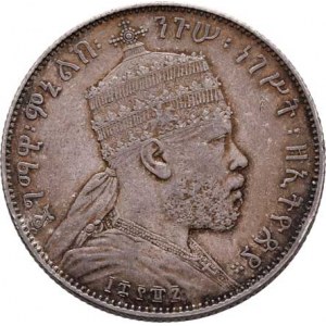 Etiopie, Menelik II., 1889 - 1913, 1/2 Birr, EE.1887 A (= 1894), Paříž, KM.4 (Ag835),