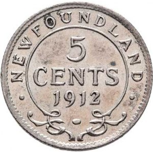Kanada - Newfoundland, George V., 1910 - 1936, 5 Cents 1912, KM.13 (Ag925), 1.175g, nep.hr.,