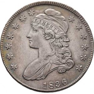 USA, 50 Cent 1836 - hlava Liberty, KM.37 (Ag892), 13.520g,