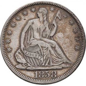 USA, 1/2 Dolar 1858 - sedící Liberty, KM.A68 (Ag900),