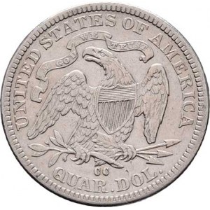 USA, 1/4 Dolar 1876 CC - sedící Liberty, KM.A98 (Ag900),