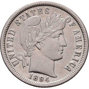 USA, Dime (10 Cent) 1894 O - Barber, KM.113 (Ag900),