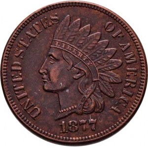 USA, Cent 1877 - Indián, KM.90a (bronz), 3.050g, dr.hr.,