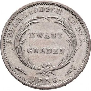 Nizozemská Indie, Willem I., 1815 - 1840, 1/4 Gulden 1826, Utrecht, KM.301.1 (Ag893), 4.012g,