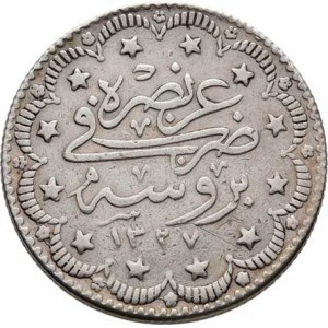 Turecko, Muhammad V., 1909 - 1918, 5 Piastr AH.1327, rok 1 (= 1909), návštěva panovníka