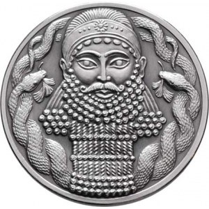 Oppl Vladimír, 1953 -, Gilgameš b.l. (2021) - stylizovaný portrét čelně
