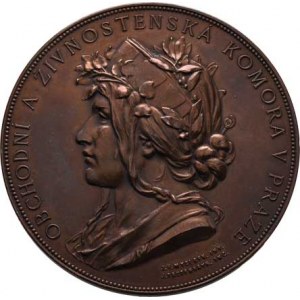 Praha - medaile Zemské jubilejní výstavy 1891, Myslbek - Obchodní a živnost. komora v Praze b.l.-