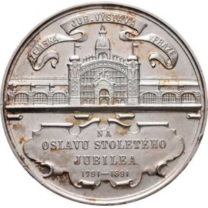 Praha - medaile Zemské jubilejní výstavy 1891, Kettner - medaile podle Hynaisova plakátu - alegorie