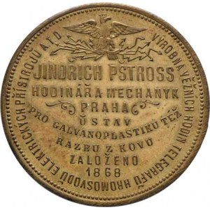 Praha - medaile Zemské jubilejní výstavy 1891, Jindřich Pštross - firemní adresní známka - orel