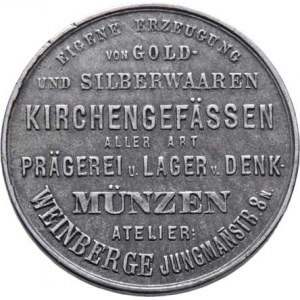 Praha - medaile Zemské jubilejní výstavy 1891, Alois Kettner - firemní adresní známka - 9-řádk. něm