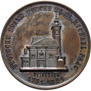 Praha - medaile Zemské jubilejní výstavy 1891, Christlbauer - návštěva císaře u sv.Michala 1891 -