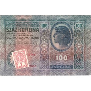 Československo - kolkované prozatímní státovky, 100 Koruna 1912 - stříhaný kolek, série 2145, BHK.5