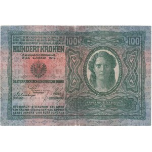 Československo - kolkované prozatímní státovky, 100 Koruna 1912 - stříhaný kolek, série 2145, BHK.5