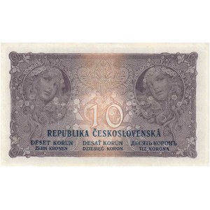 Československo - státovky I. emise, 10 Koruna 1919, série O112, BHK.9b, He.9b, neperf.,