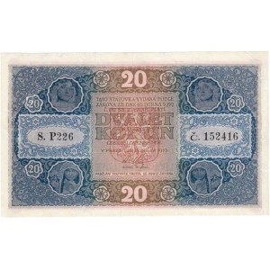 Československo - státovky I. emise, 20 Koruna 1919, série P226, BHK.10a, He.10a,