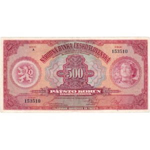 Československo - bankovky Národ. banky Československé, 500 Koruna 1929, série A, BHK.23b, He.23b, 