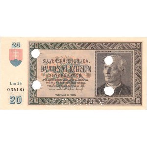 Slovenská republika, 1939 - 1945, 20 Koruna 1939, série Lz24, BHK.47b, He.50a2.s3,