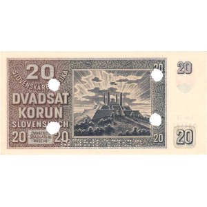 Slovenská republika, 1939 - 1945, 20 Koruna 1939, série Lz24, BHK.47b, He.50a2.s3,