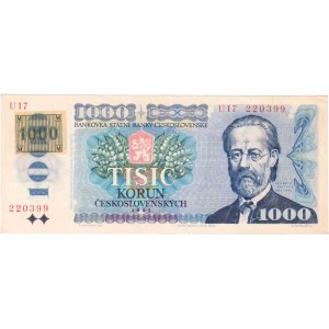 Česká republika, 1992 -, 1000 Koruna 1985 - s lepeným kolkem, série U17,