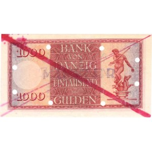 Gdaňsk, 1000 Gulden 10.2.1924, Pick.57 - 8x perforace otvorem