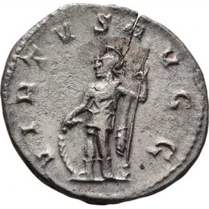 Gallienus, 253 - 268, AR Antoninianus, Rv:VIRTVS.AVGG., stojící voják,