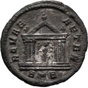 Probus, 276 - 282, AE Antoninianus, Rv:ROMAE.AETER., chrám se sochou