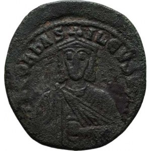 Leo VI., 886 - 912, AE Follis, Constantinopolis, poprsí císaře, opis /