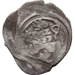 Václav IV., 1378 - 1419, Peníz se lvem a čtyřrázem, Kutná Hora, Rad.2, 0.485g,