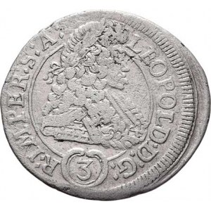 Leopold I., 1657 - 1705, 3 Krejcar 1695 GE, Praha-Egerer, MKČ.1425, Nech.203,