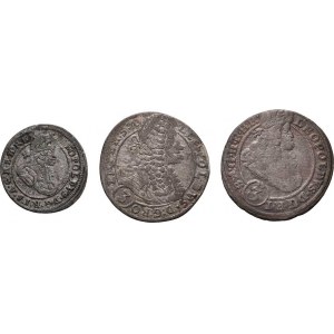 Leopold I., 1657 - 1705, 3 Krejcar 1698 GE, 3 Krejcar 1696 CB, Krejcar 1697 bz