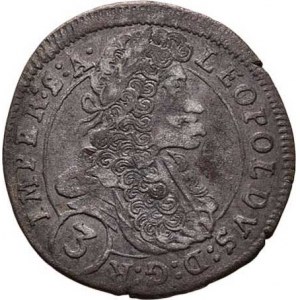 Leopold I., 1657 - 1705, 3 Krejcar 1699 GE, Praha-Egerer, MKČ.1429, Nech.212,