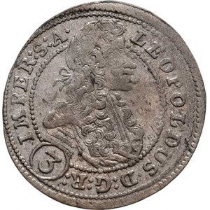 Leopold I., 1657 - 1705, 3 Krejcar 1701 GE, Praha-Egerer, MKČ.1429, Nech.215,