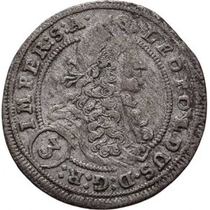 Leopold I., 1657 - 1705, 3 Krejcar 1702 GE, Praha-Egerer, MKČ.1429, Nech.216,