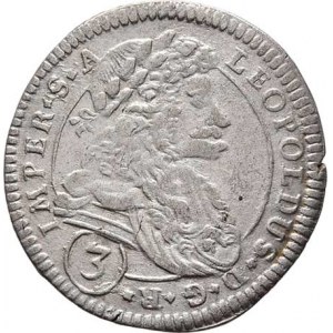 Leopold I., 1657 - 1705, 3 Krejcar 1696 CK, K.Hora-Krahe, Nech.315, MKČ.1460,