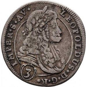 Leopold I., 1657 - 1705, 3 Krejcar 1705 BW, K.Hora-Wohnsidler, MKČ.1460b,