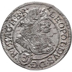Leopold I., 1657 - 1705, 3 Krejcar 1670 SHS, Vratislav-Hammerschmidt, dělení