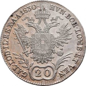 František II., 1792 - 1835, 20 Krejcar 1830 C, Praha, 6.628g, mírně just.,