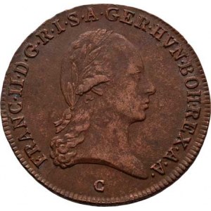 František II., 1792 - 1835, Cu 3 Krejcar 1800 C, Praha, 8.838g, patina, téměř